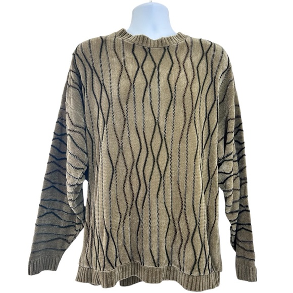 Protege Vintage Coogi-Style 3D Knit Chenille Sweater Mens XXL Tan Brown Abstract - Picture 1 of 10
